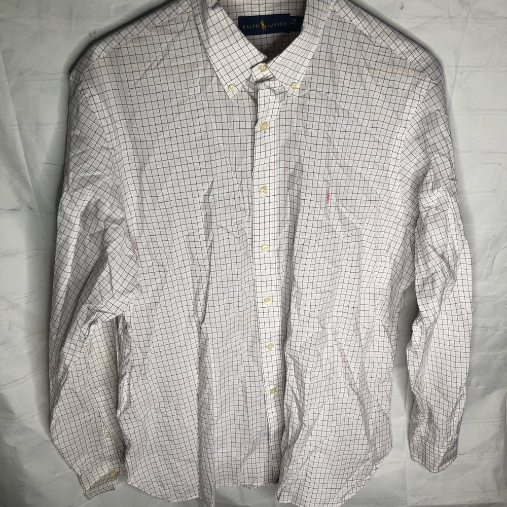 Ralph Lauren Men’s Cotton Long Sleeve Button Down Plaid Shirt Size 17-43